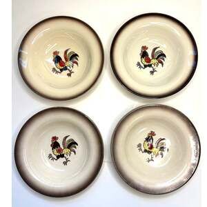 Metlox Poppytrail Red Rooster Midcentury Fruit Dessert Bowls Set of 4 6"
